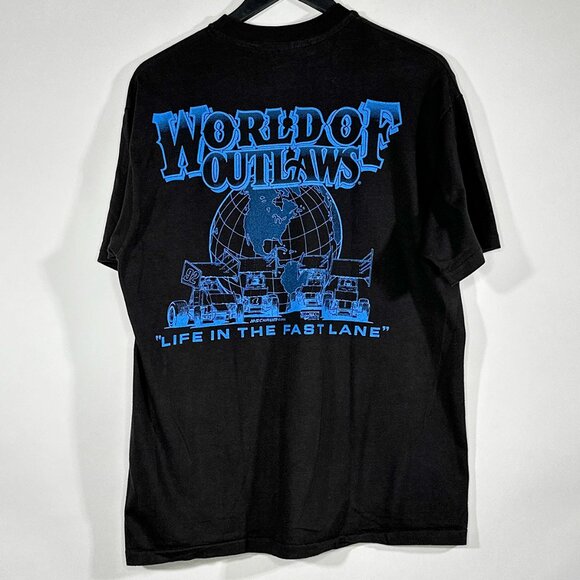 VTG World Of Outlaws Life In The‎ Fast Lane Single Stitch 1991/1992 T Shirt Sz L - Picture 9 of 15